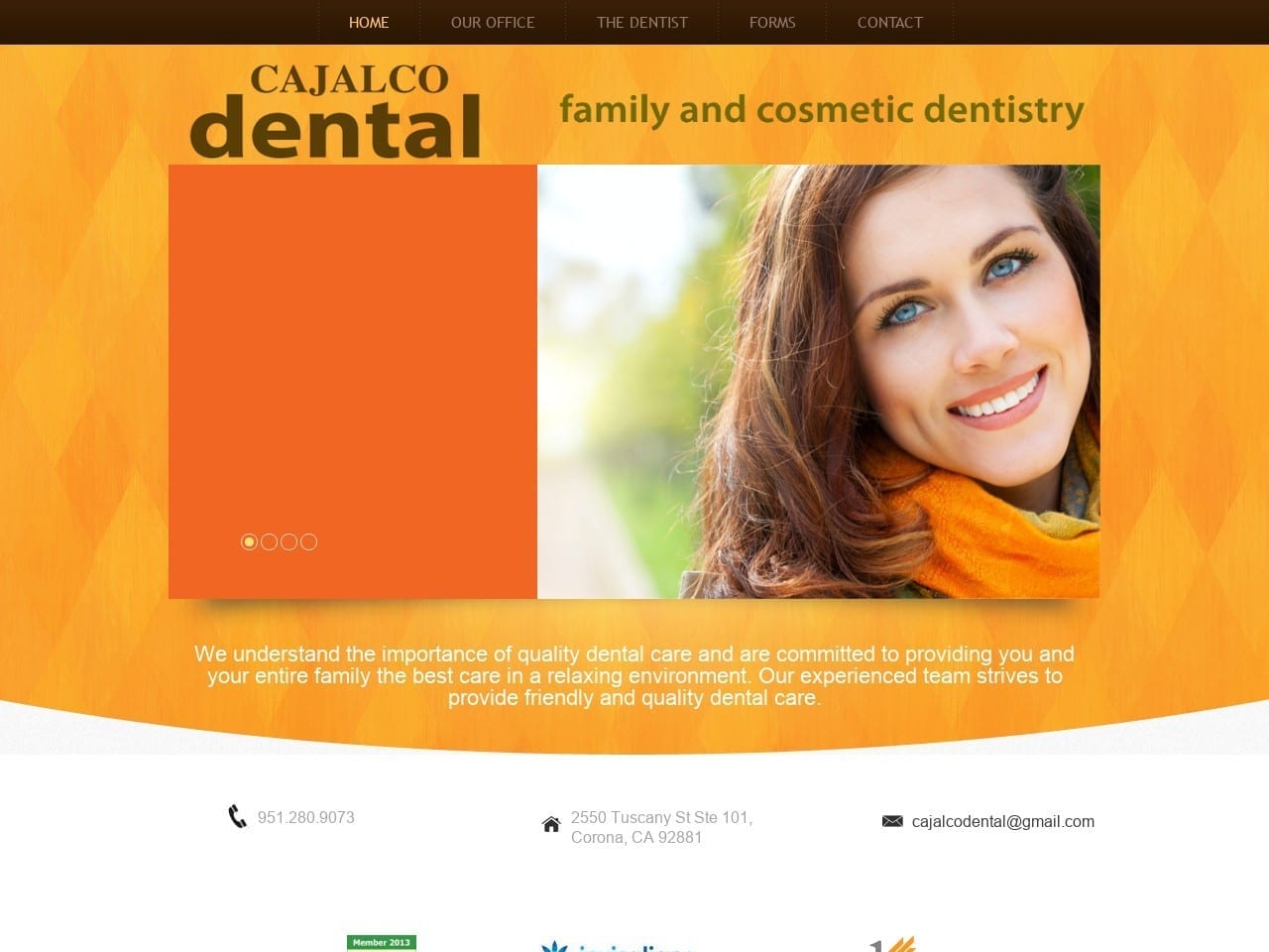 Cajalco Dental Website Screenshot from cajalcodental.com