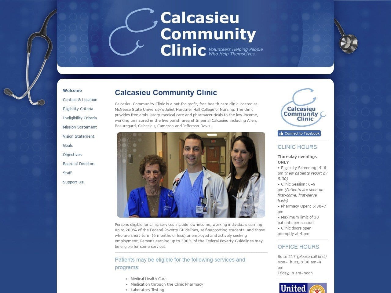 Calcasieu Community Clinic Website Screenshot from calcasieucommunityclinic.com