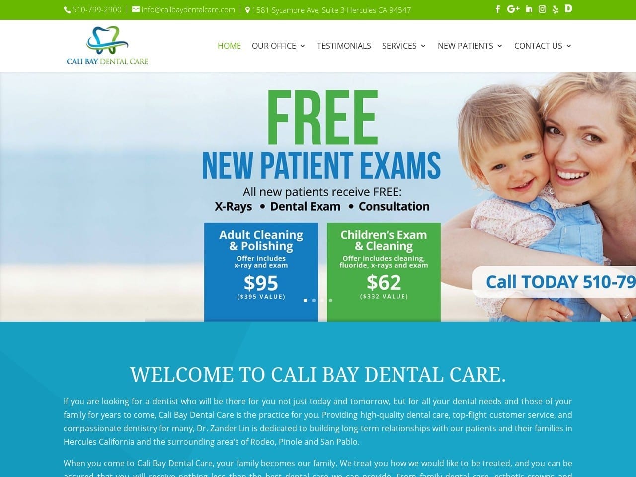 Cali Bay Dental Care Website Screenshot from calibaydentalcare.com