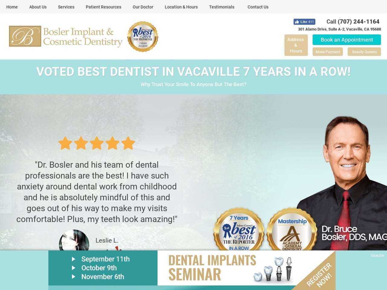 Bosler Cosmetic Dentistry Website Screenshot from californiasmiling.com