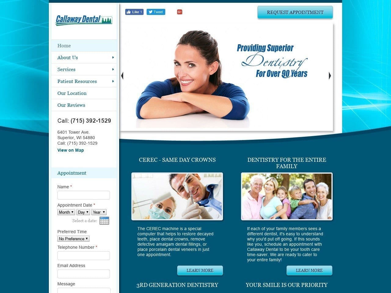 Callaway Dental Website Screenshot from callawaydental.com