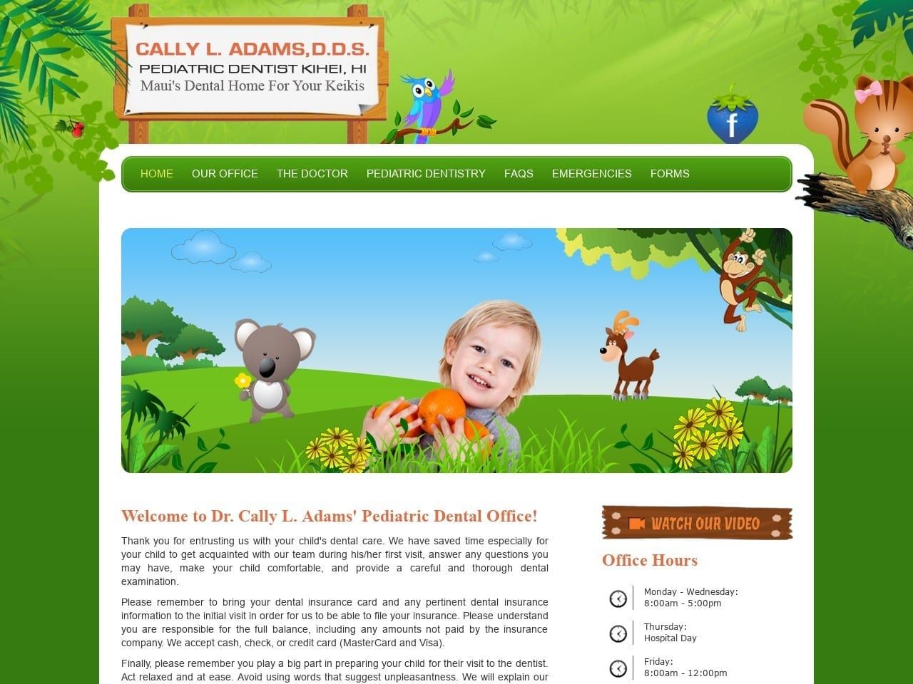 Cally L. Adams DDS LLC Website Screenshot from callyadamsdds.com