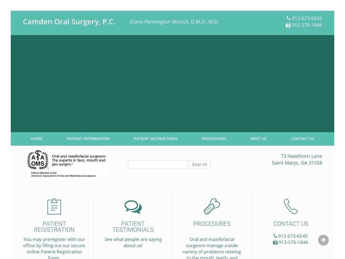 Camden Oral Surgery PC Website Screenshot from camdenoralsurgery.com