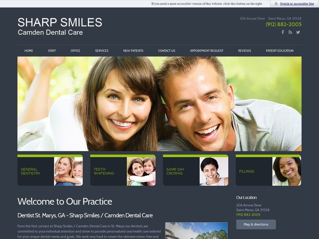 Camden Dental Care Website Screenshot from camdensmiles.com