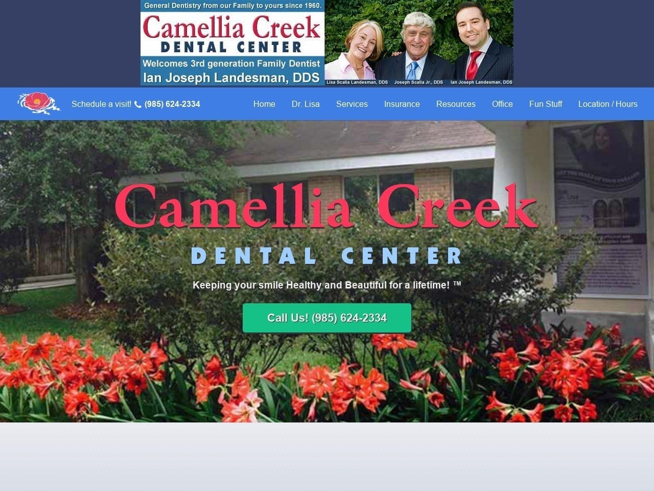 Camellia Creek Dental Center Website Screenshot from camelliacreek.com