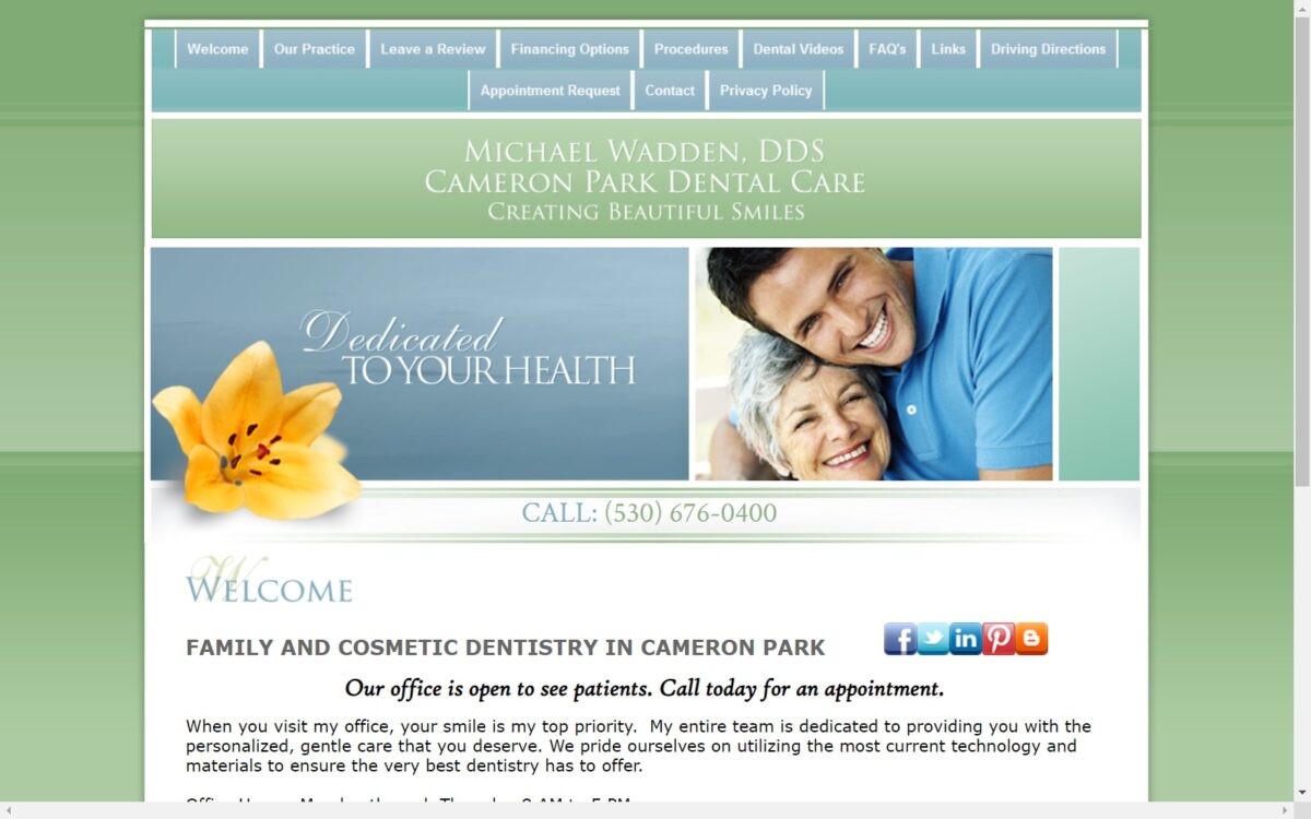 cameronparkdentalcare.com screenshot