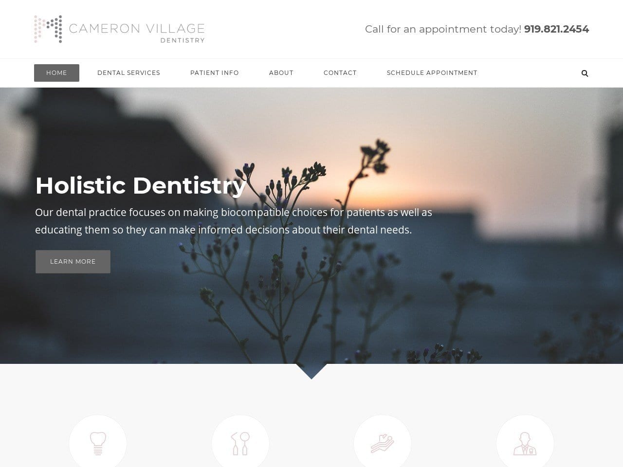 Cameron Village Dentist Dr. Jessica E. Shireman Dm Website Screenshot from cameronvillagedentist.com