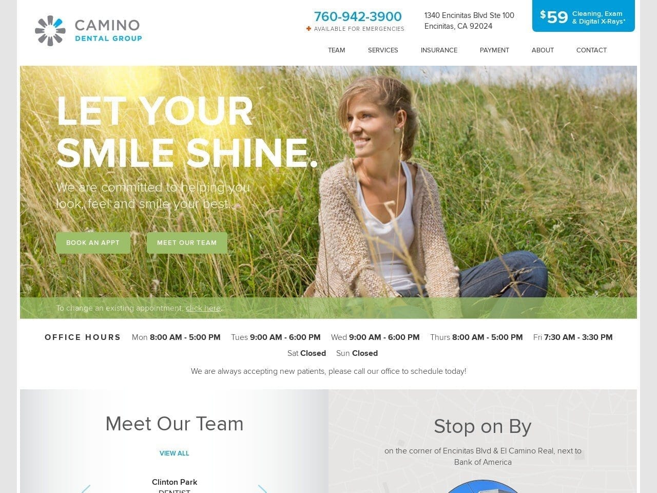 Camino Dental Group Website Screenshot from caminodental.com