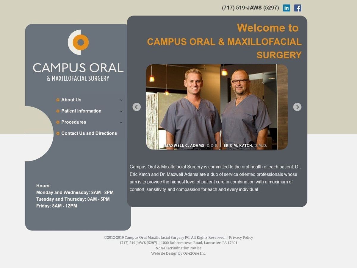 Campus Oral Maxillofacial Website Screenshot from campusoralsurgery.com