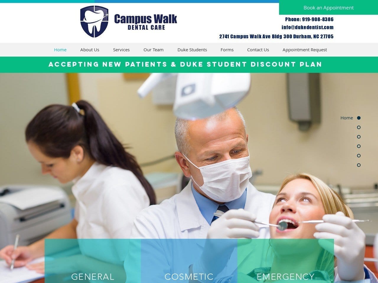 Campus Walk Dental Care Website Screenshot from campuswalkdentalcare.com