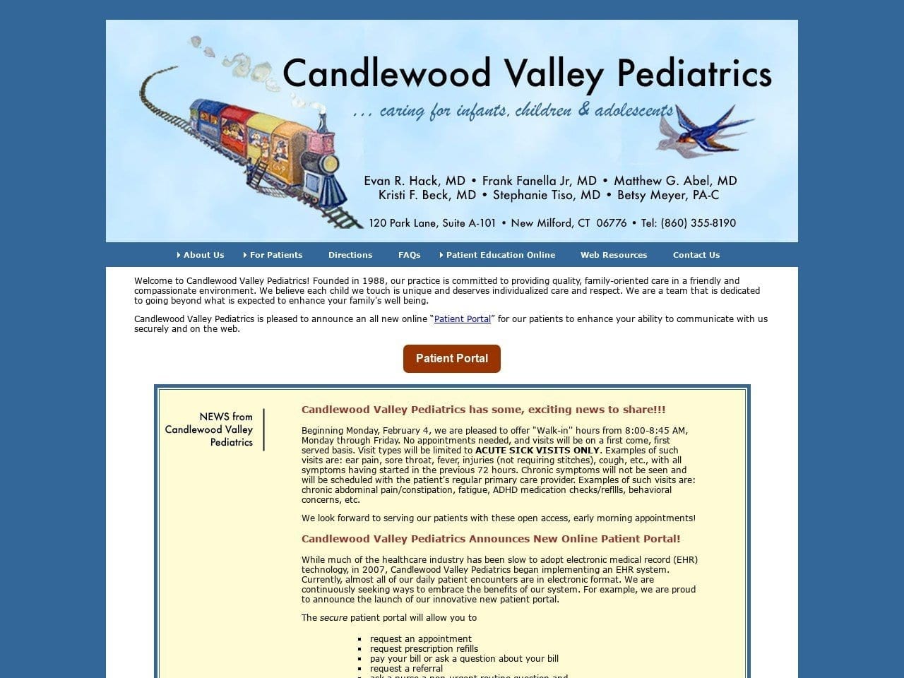 Candlewood Valley Pediatrics Website Screenshot from candlewoodvalleypediatrics.com