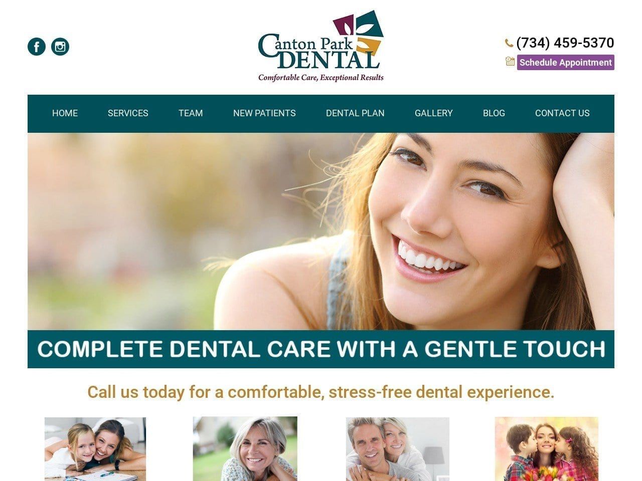 Canton Park Dental Website Screenshot from cantonparkdental.com