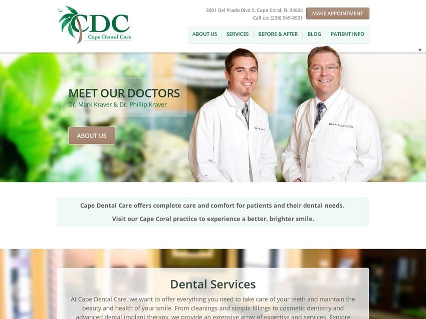 Cape Dental Website Screenshot from capedental.com