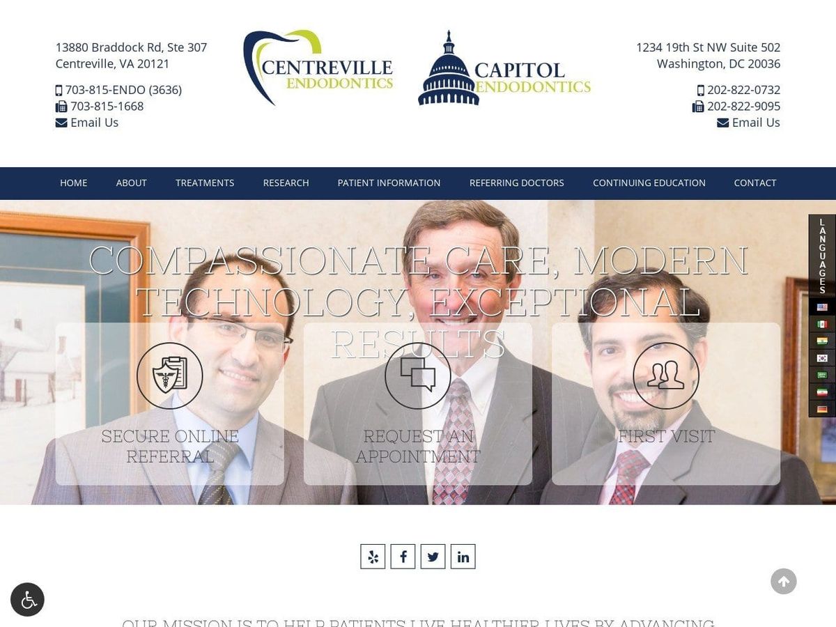 Capitol Endodontics PC Website Screenshot from capendo.com