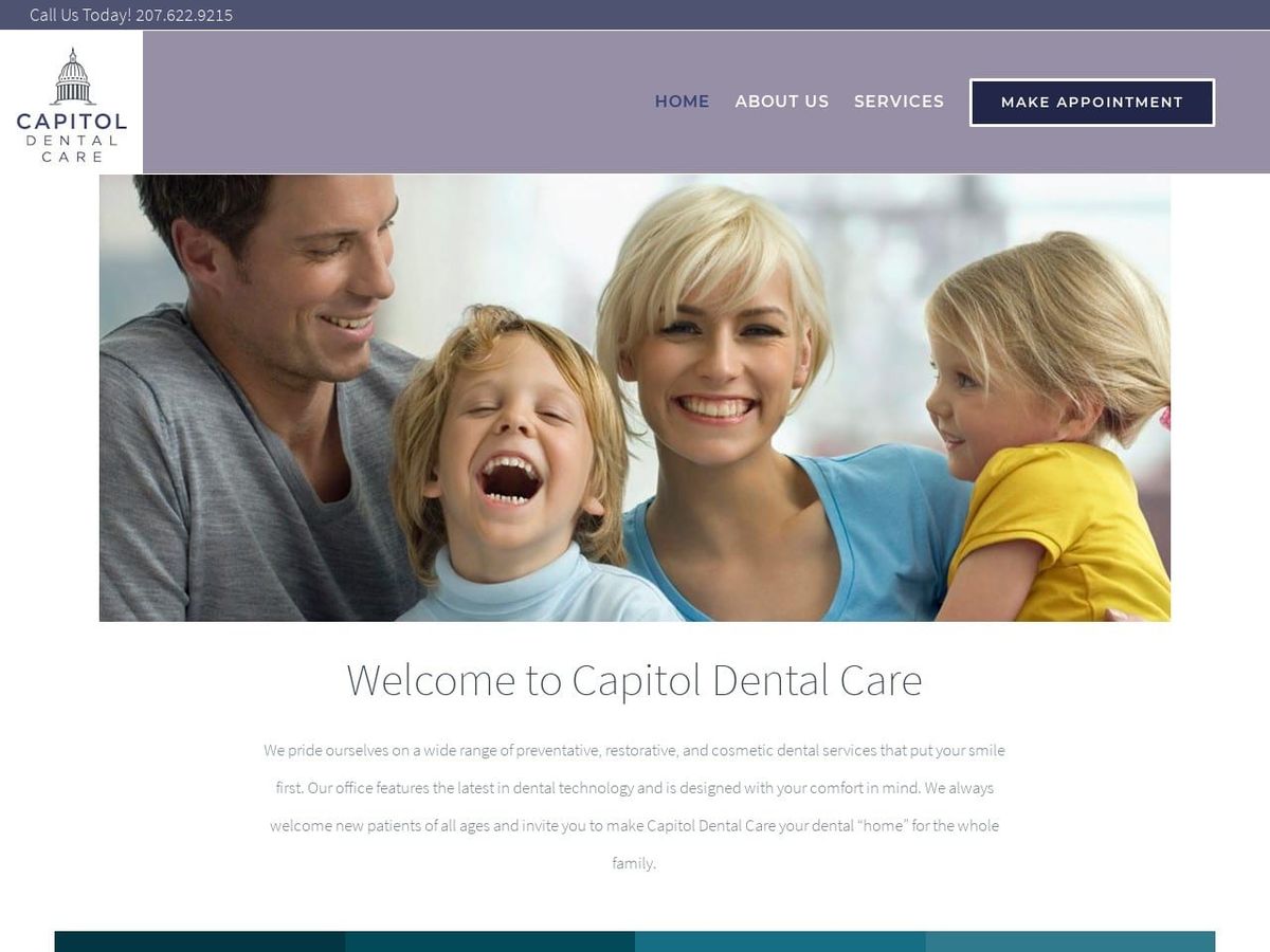 Capitol Dental Care Website Screenshot from capitoldentalme.com