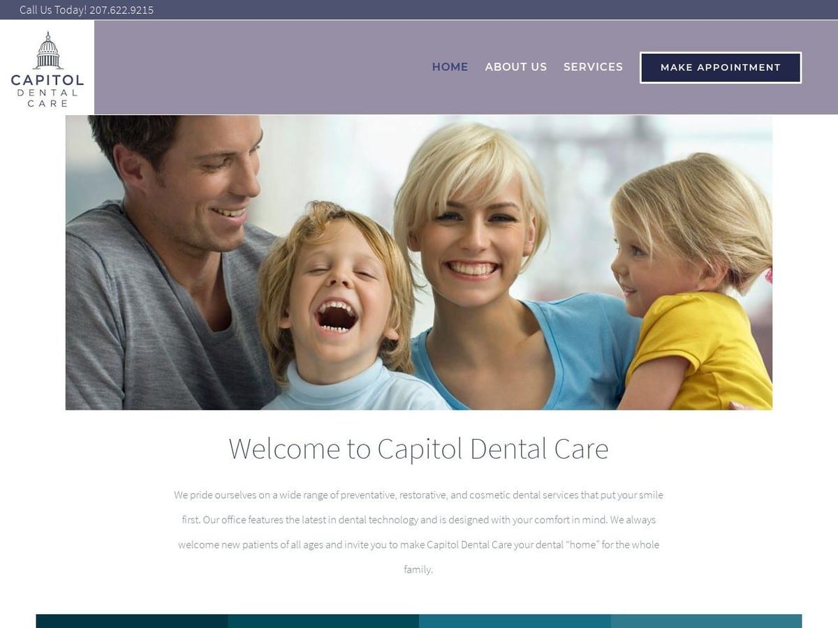 Capitol Dental Care Website Screenshot from capitoldentalme.com