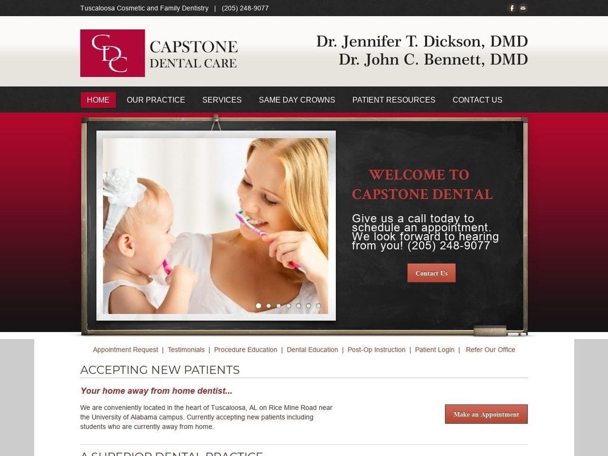Capstone Dental Care Bennett John C DDS Website Screenshot from capstonedentalcare.com