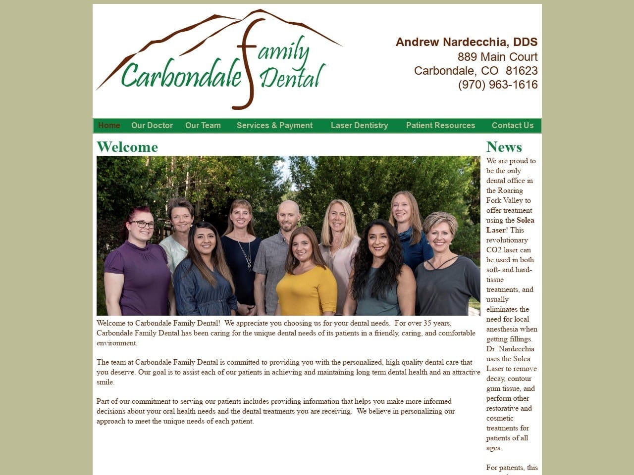 Carbondale Family Dental Website Screenshot from carbondalefamilydental.com