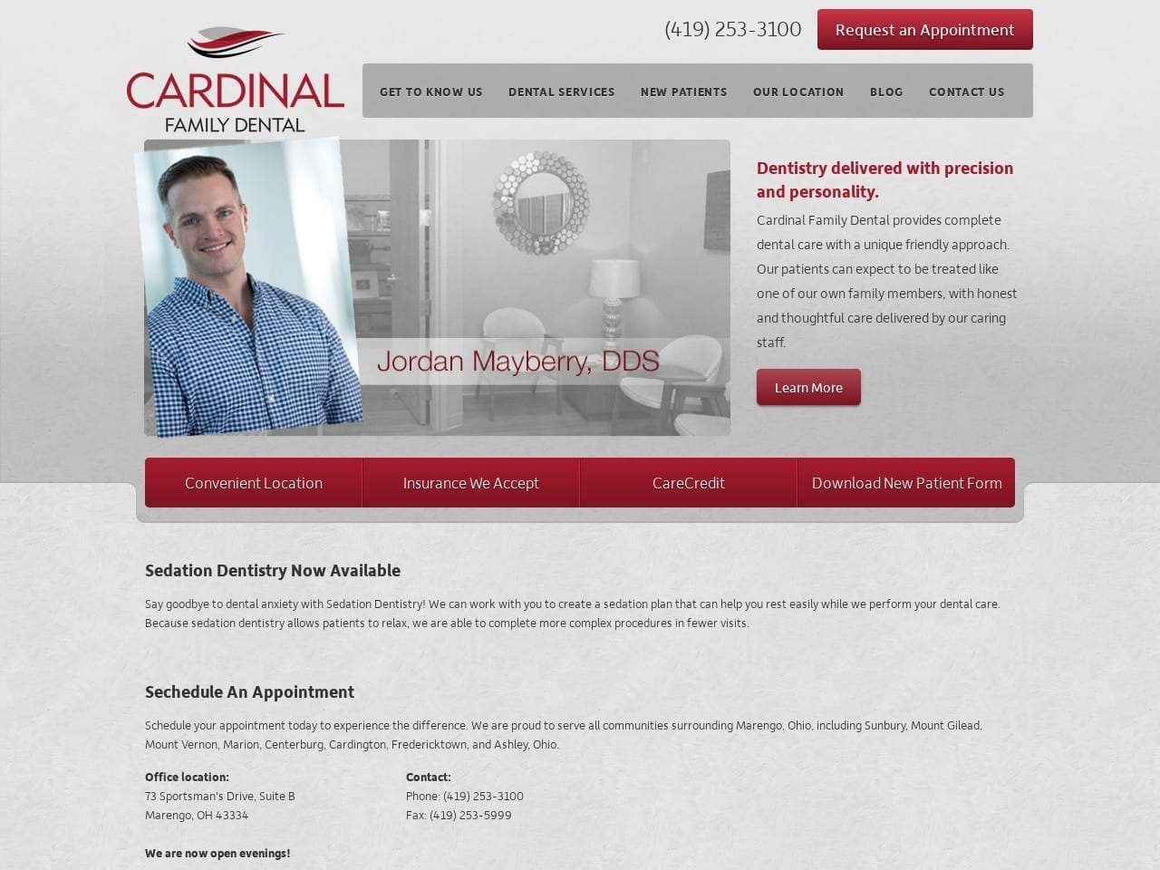 Cardinal Family Dental Website Screenshot from cardinalfamilydental.com