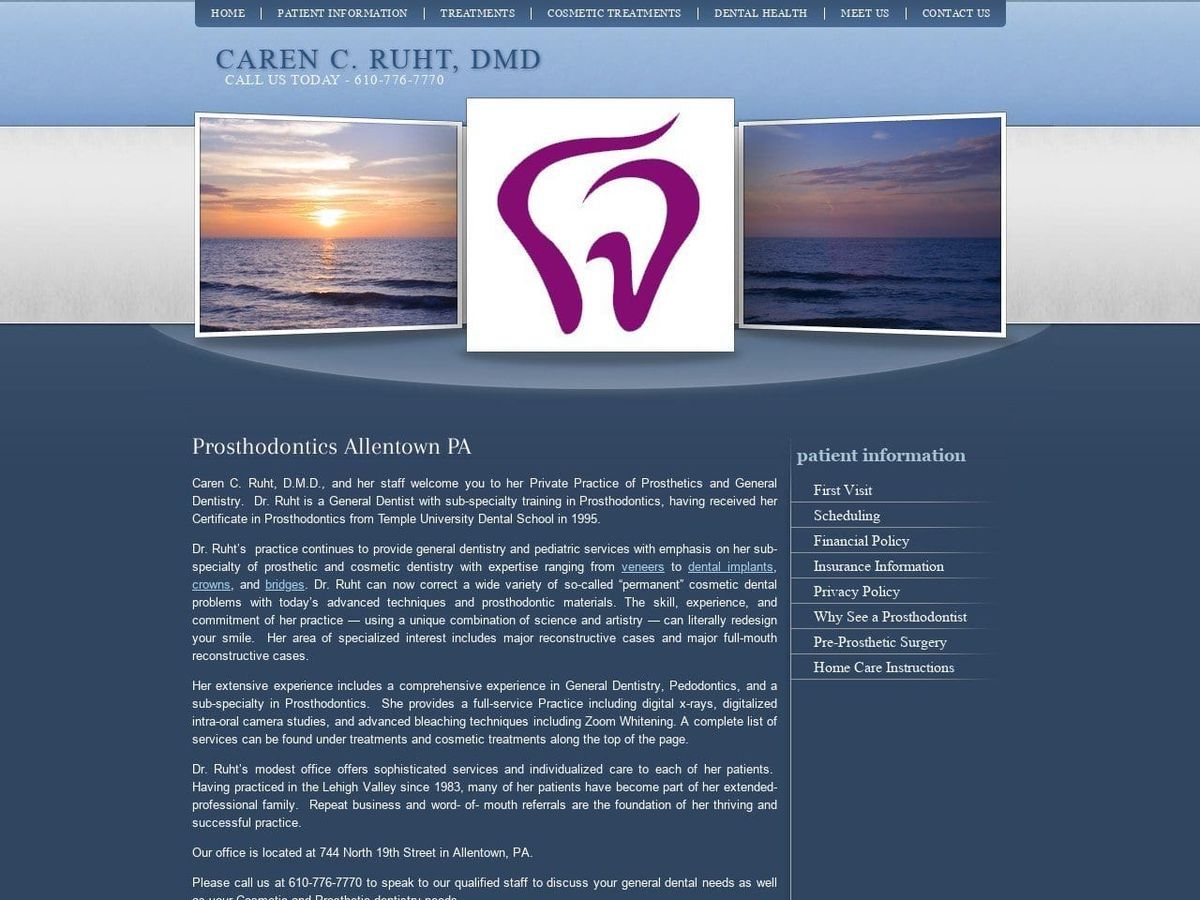 Caren C. Ruht DMD Website Screenshot from carenruhtdmd.com