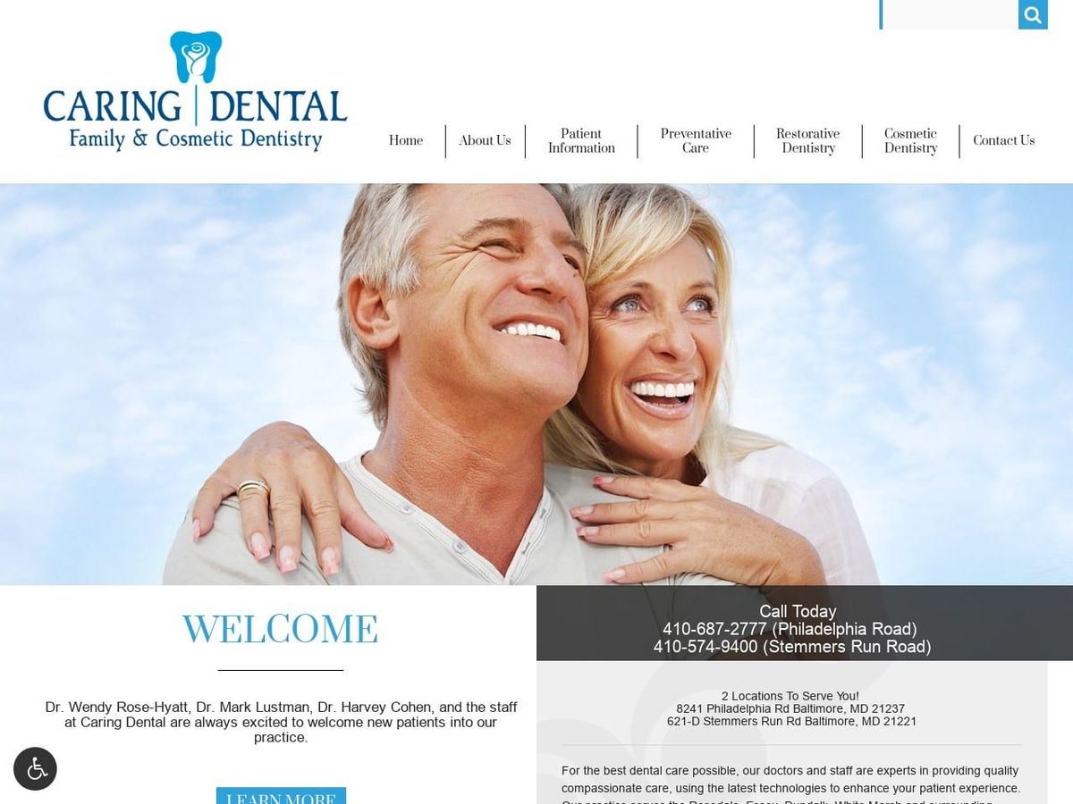 Lustman & Cohen Dental Website Screenshot from caringdental.com