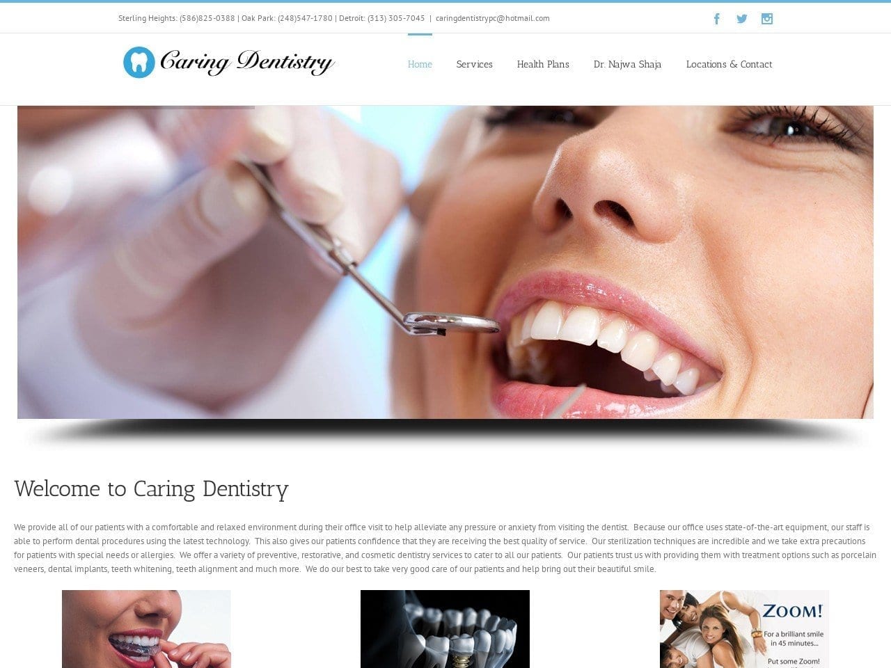 Caring Dentistry of Detroit Website Screenshot from caringdentistrypc.com