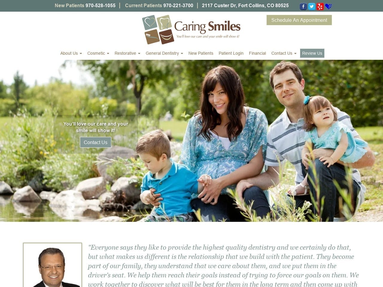 Caring Smiles Website Screenshot from caringsmilesdental.com