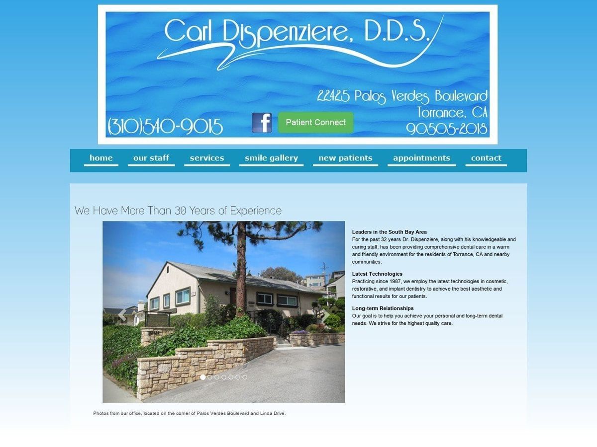 Carl J. Dispenziere DDS Website Screenshot from carldispenzieredds.com