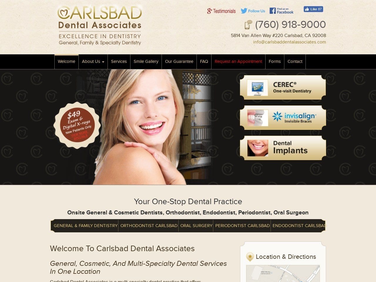 Carlsbad Dental Associates Website Screenshot from carlsbaddentalassociates.com