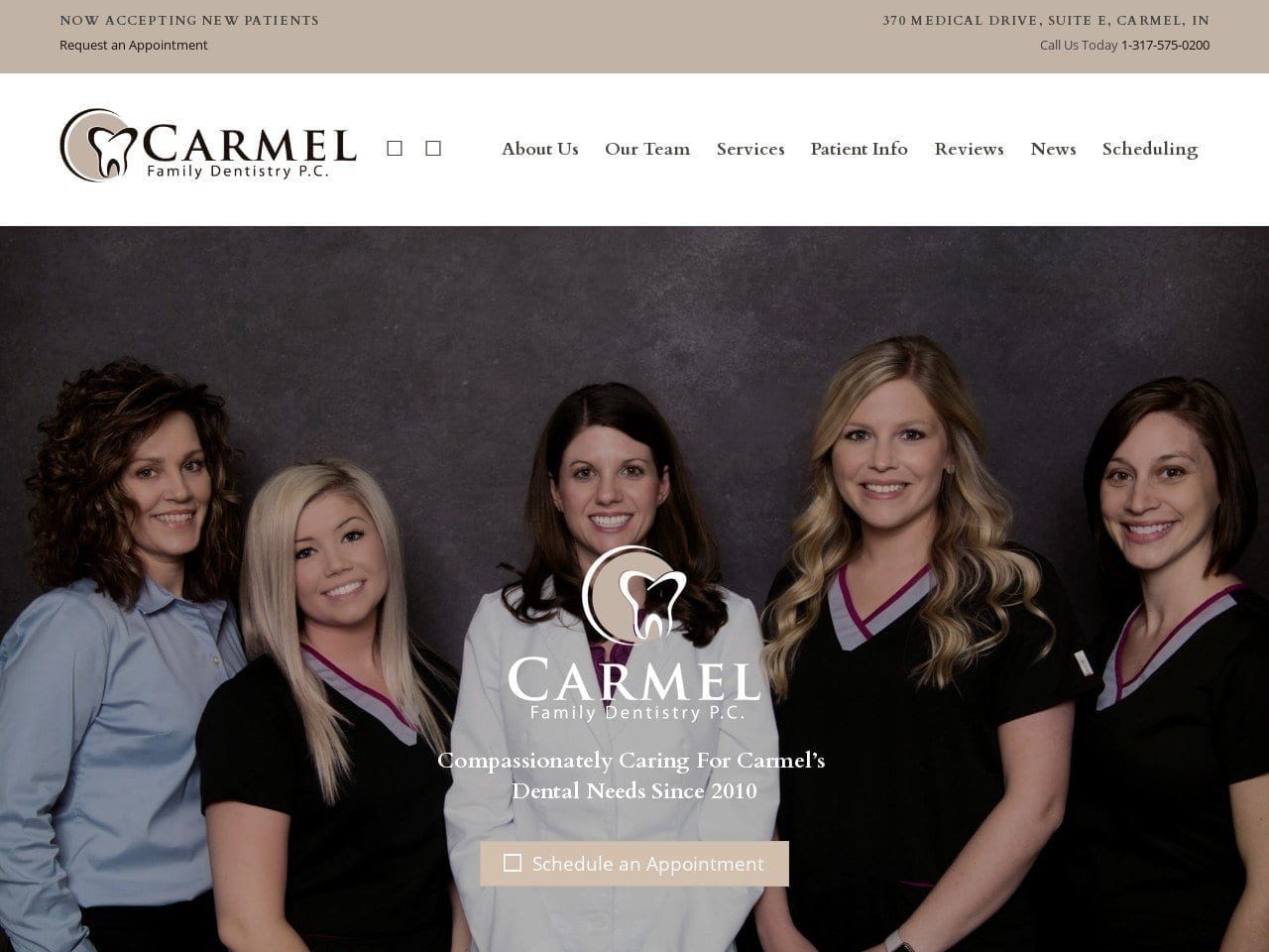 Carmel Family Dentist Website Screenshot from carmelfamilydentistry.com