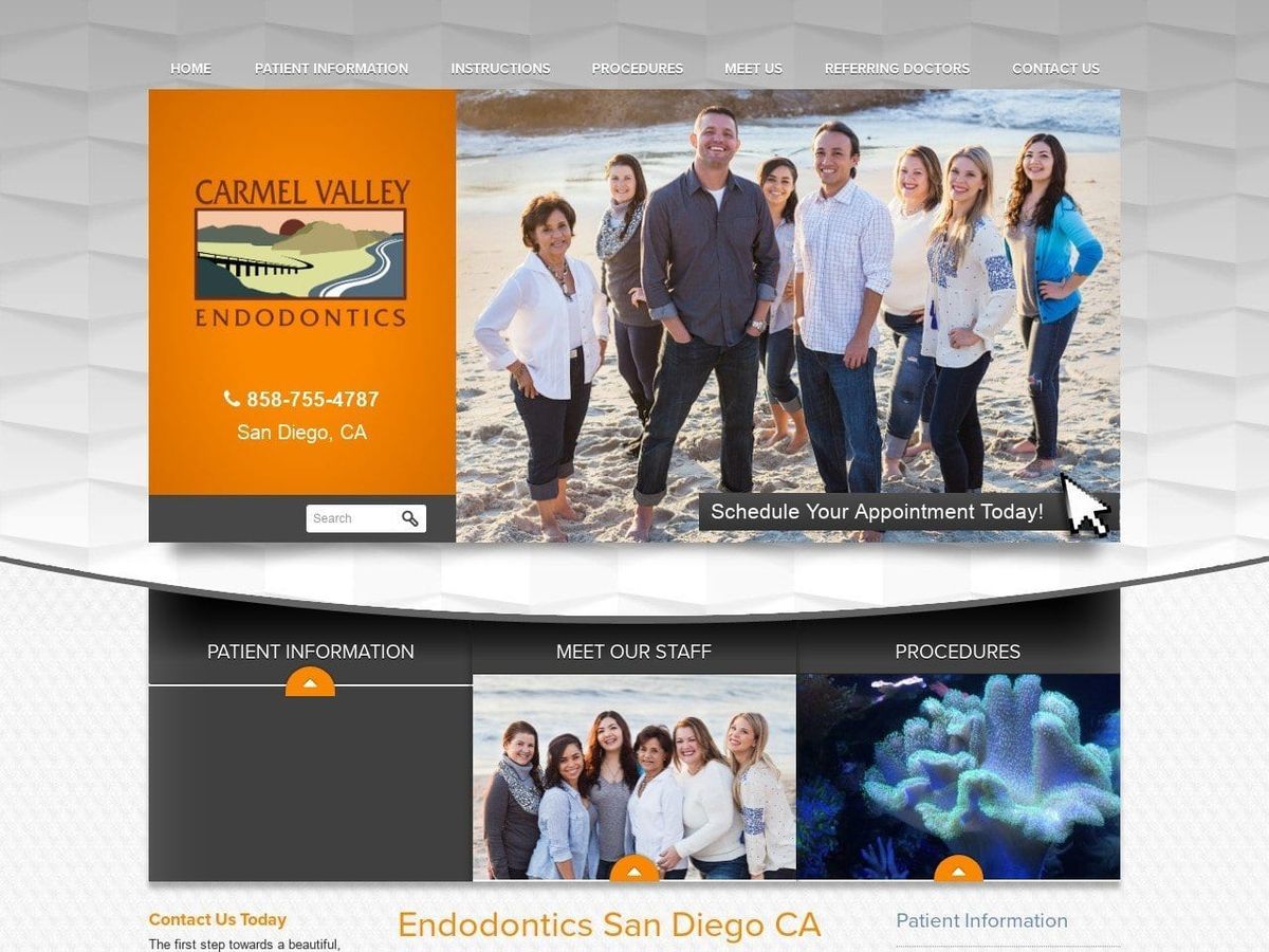 Carmel Valley Endodontics Website Screenshot from carmelvalleyendo.com