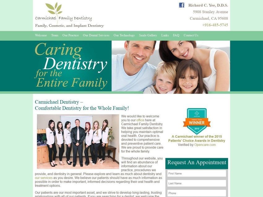 Carmichael Family Dentistry Website Screenshot from carmichaelfamilydentistry.com