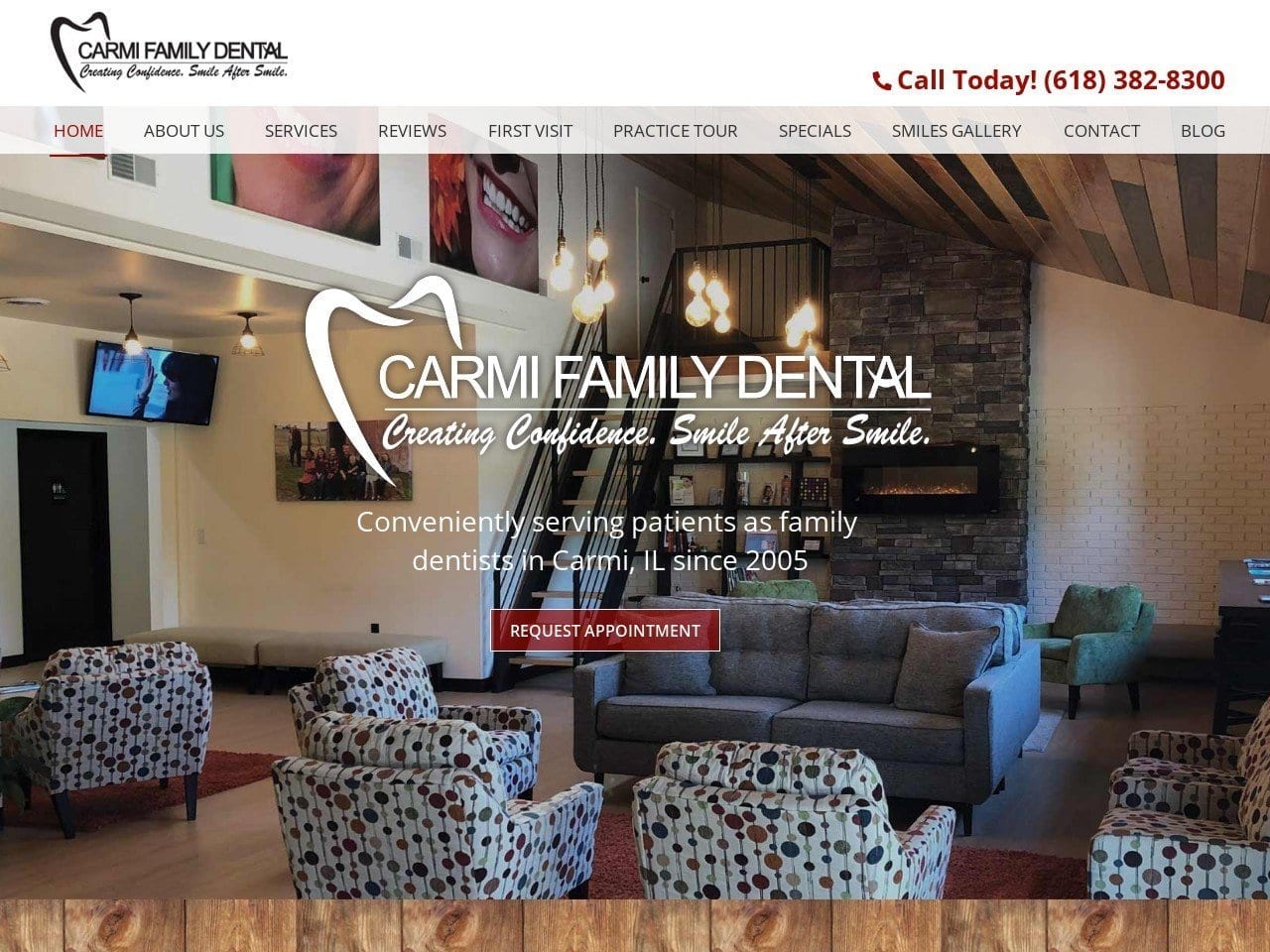 Carmi Family Dental Website Screenshot from carmifamilydental.com