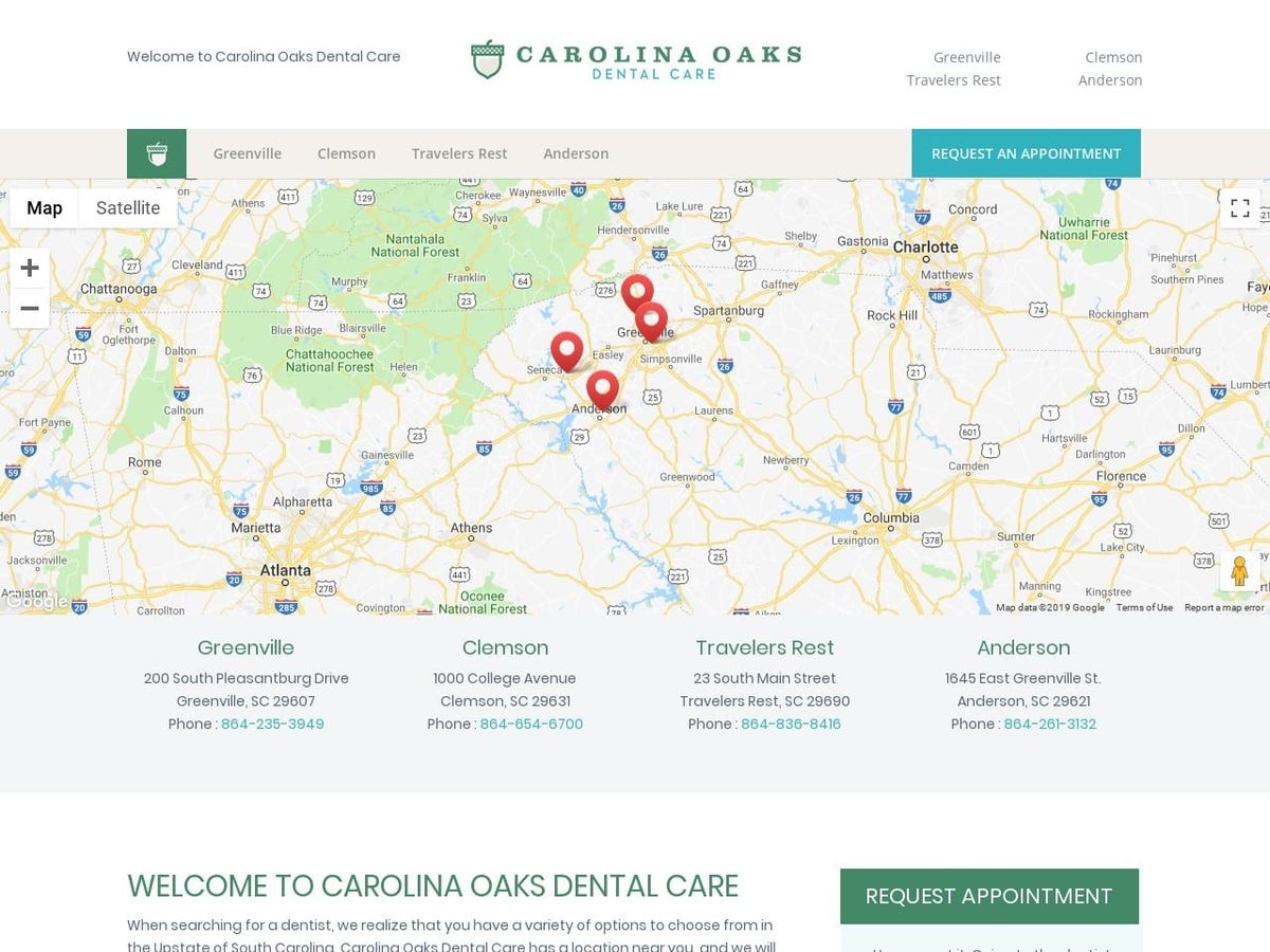 Carolina Oaks Dental Care LLC Website Screenshot from carolina-oaks.com