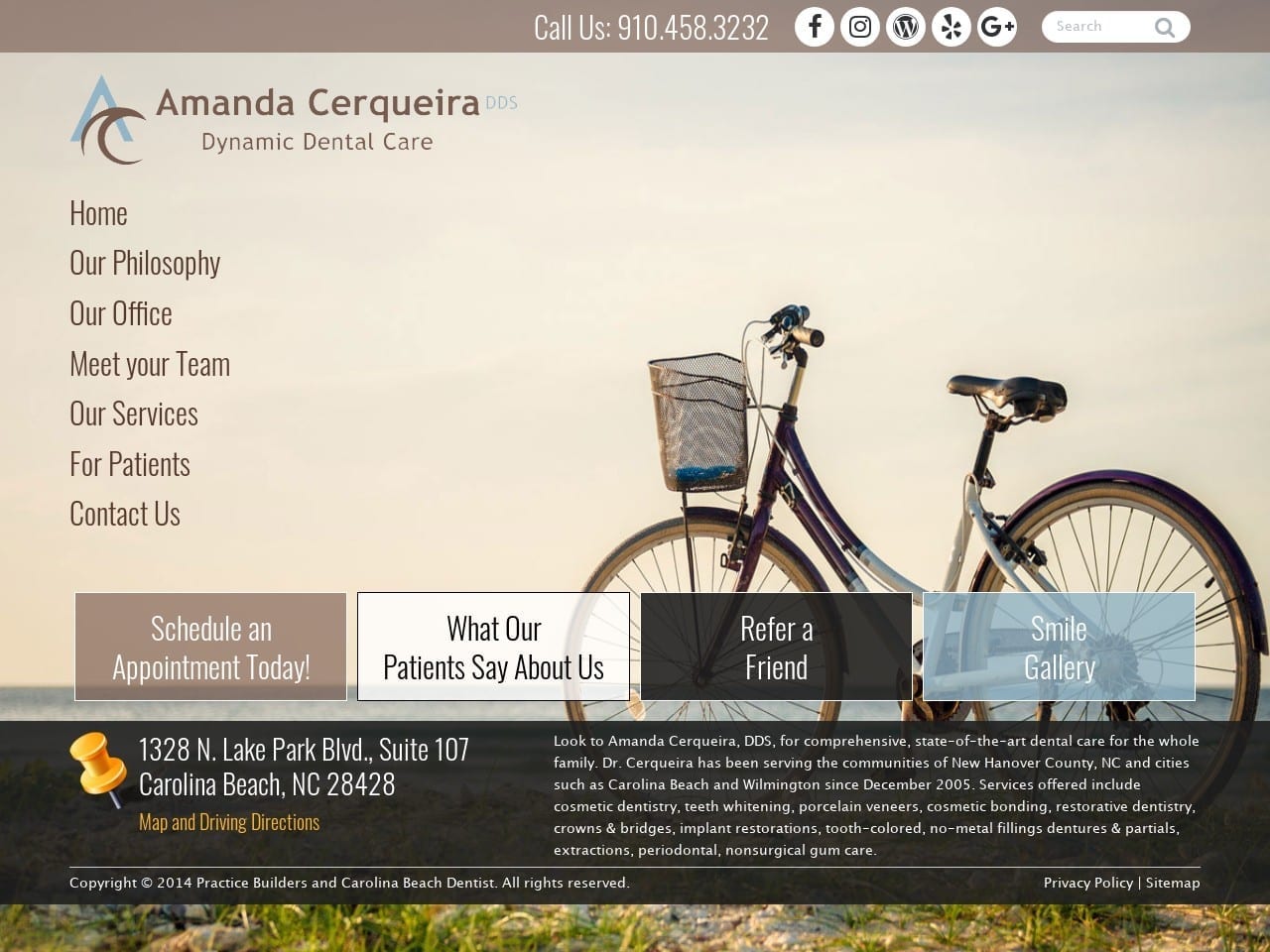 Amanda D Cerqueira DDS Website Screenshot from carolinabeachdentist.com