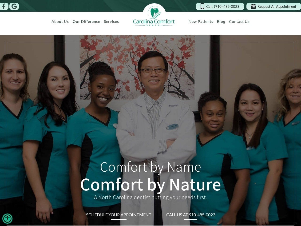 Carolina Comfort Dental Website Screenshot from carolinacomfortdental.com