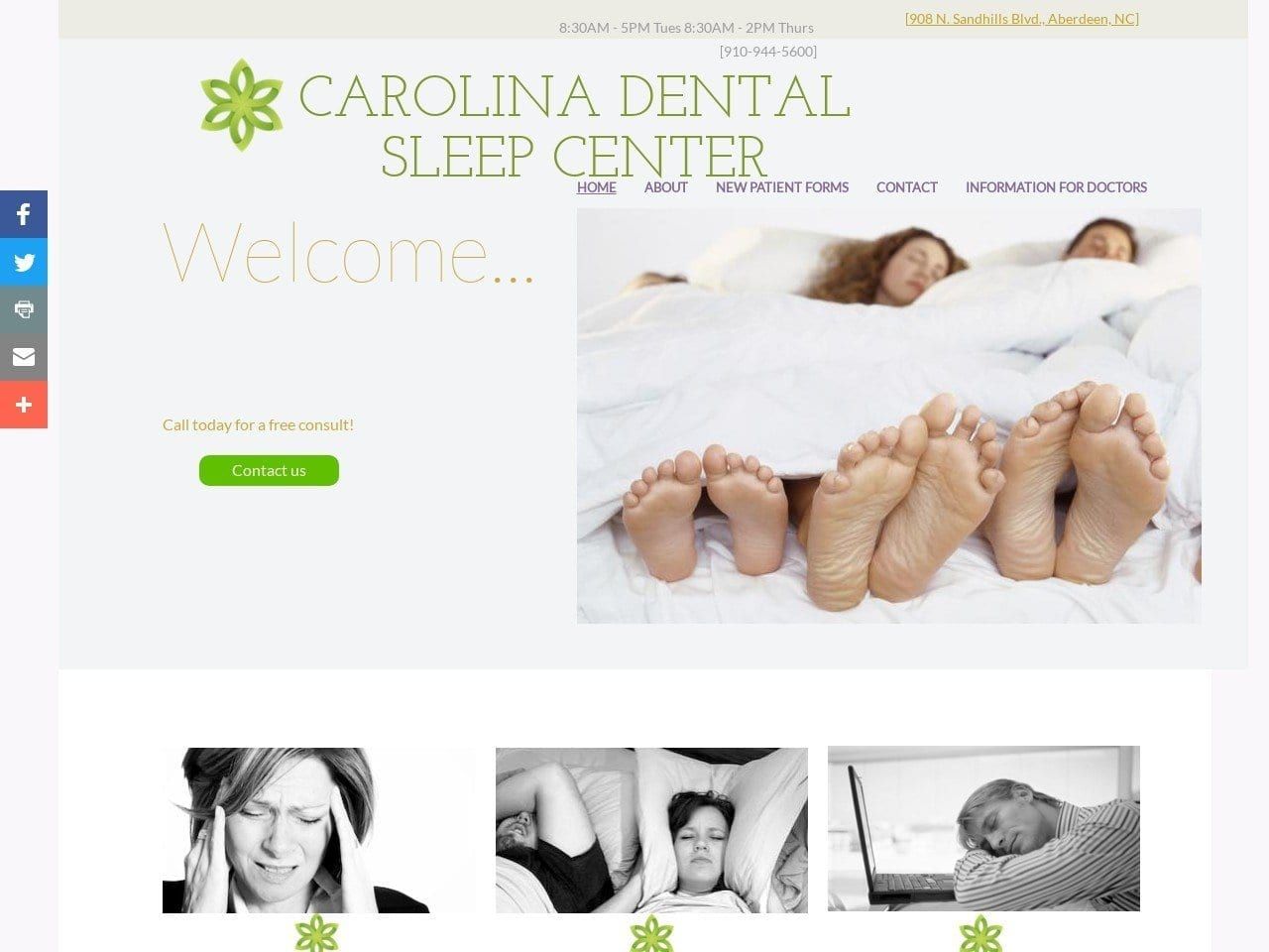 Carolina Dental Sleep Center Website Screenshot from carolinadentalsleepcenter.com