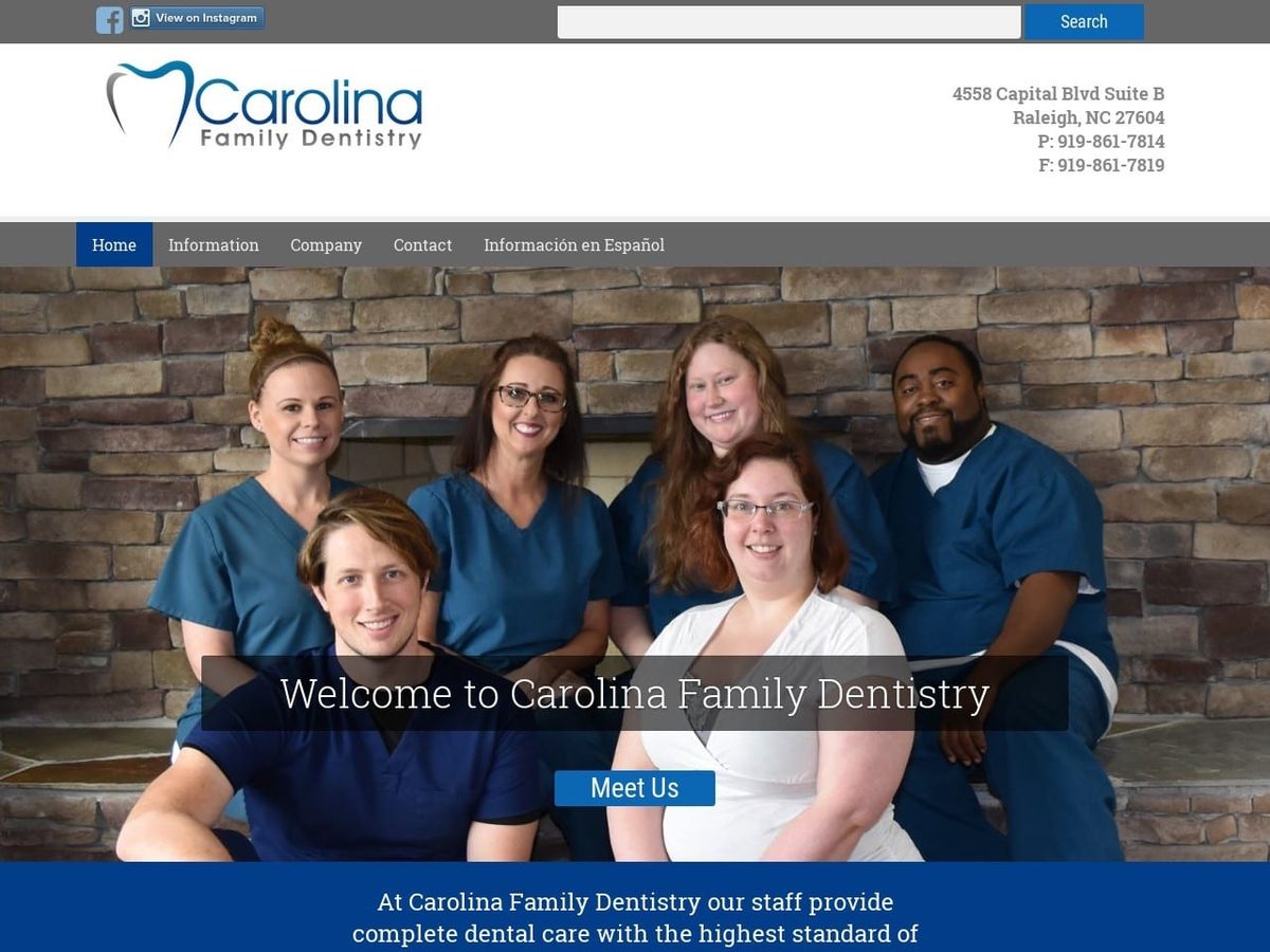 Carolina Family Dental Website Screenshot from carolinafamilydental.com