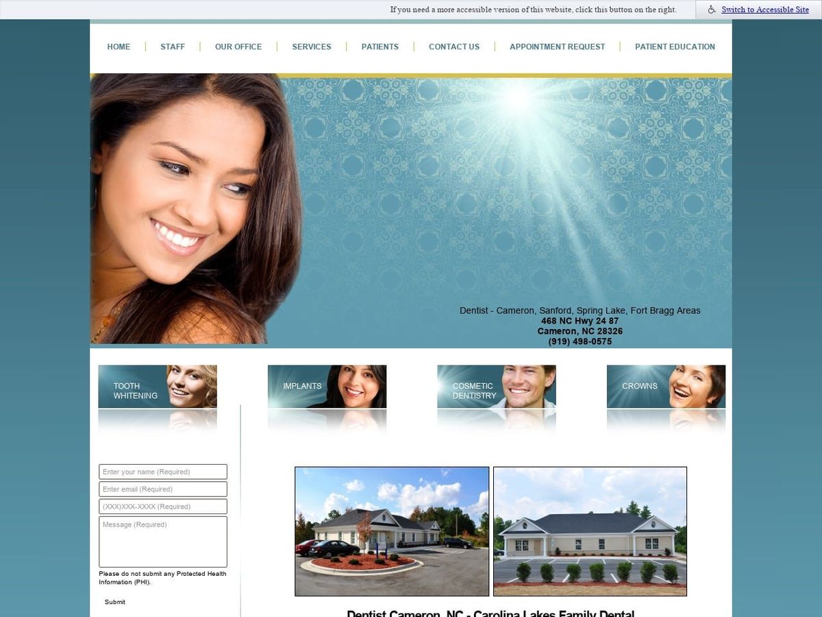 Carolinalakes Dental Website Screenshot from carolinalakesdental.com