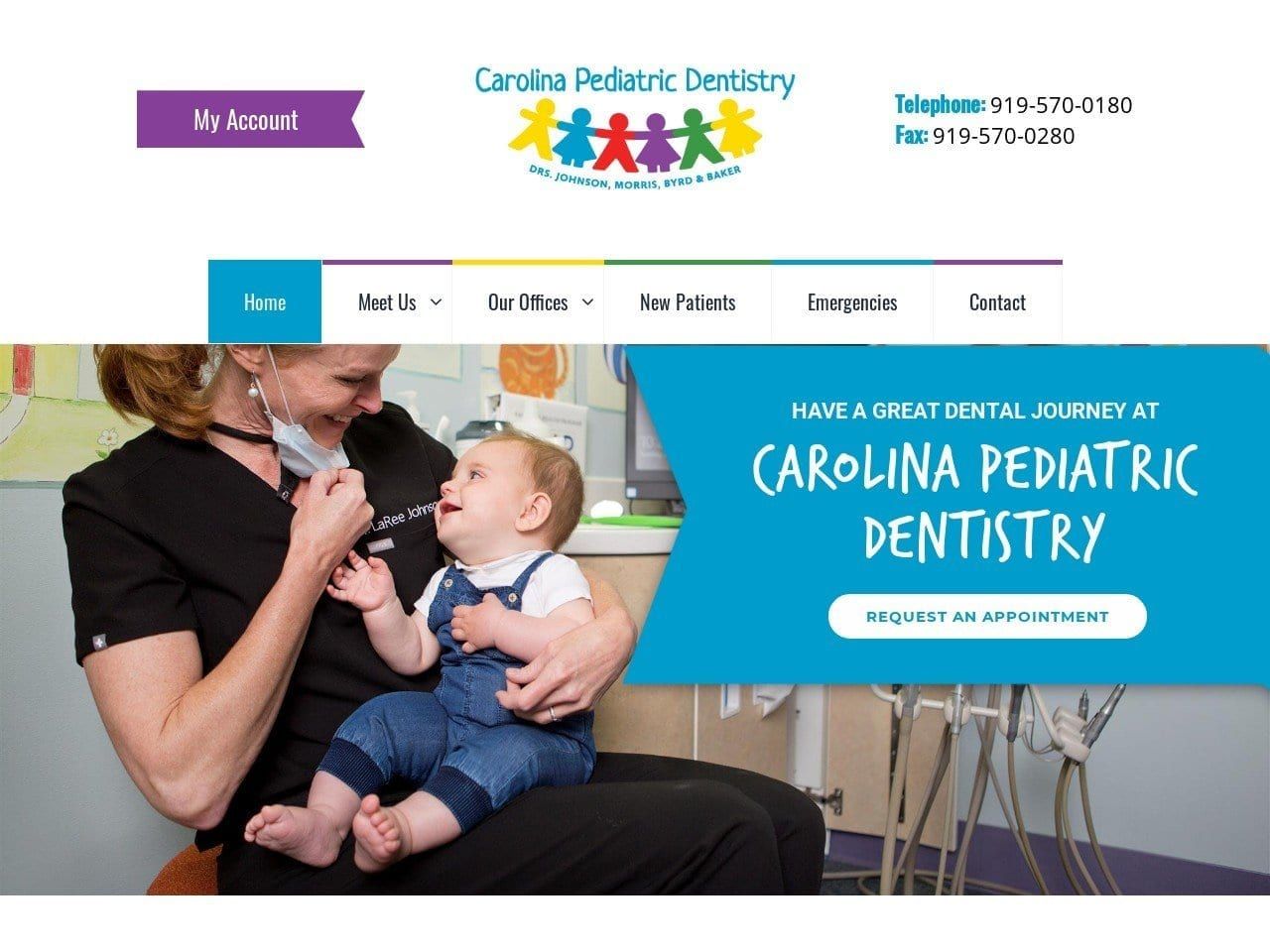 Carolina Pediatric Dentistry Website Screenshot from carolinapedo.com