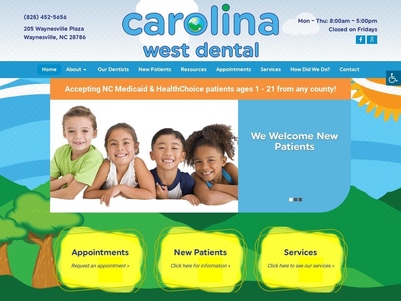 Carolina West Dental Website Screenshot from carolinawestdental.com