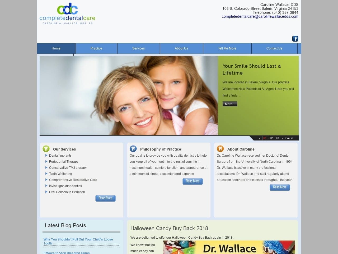 Complete Dental Care Website Screenshot from carolinewallacedds.com