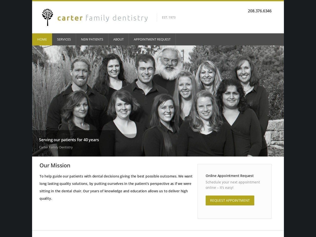 Carter Family Dentistry Website Screenshot from carterfamilydds.com