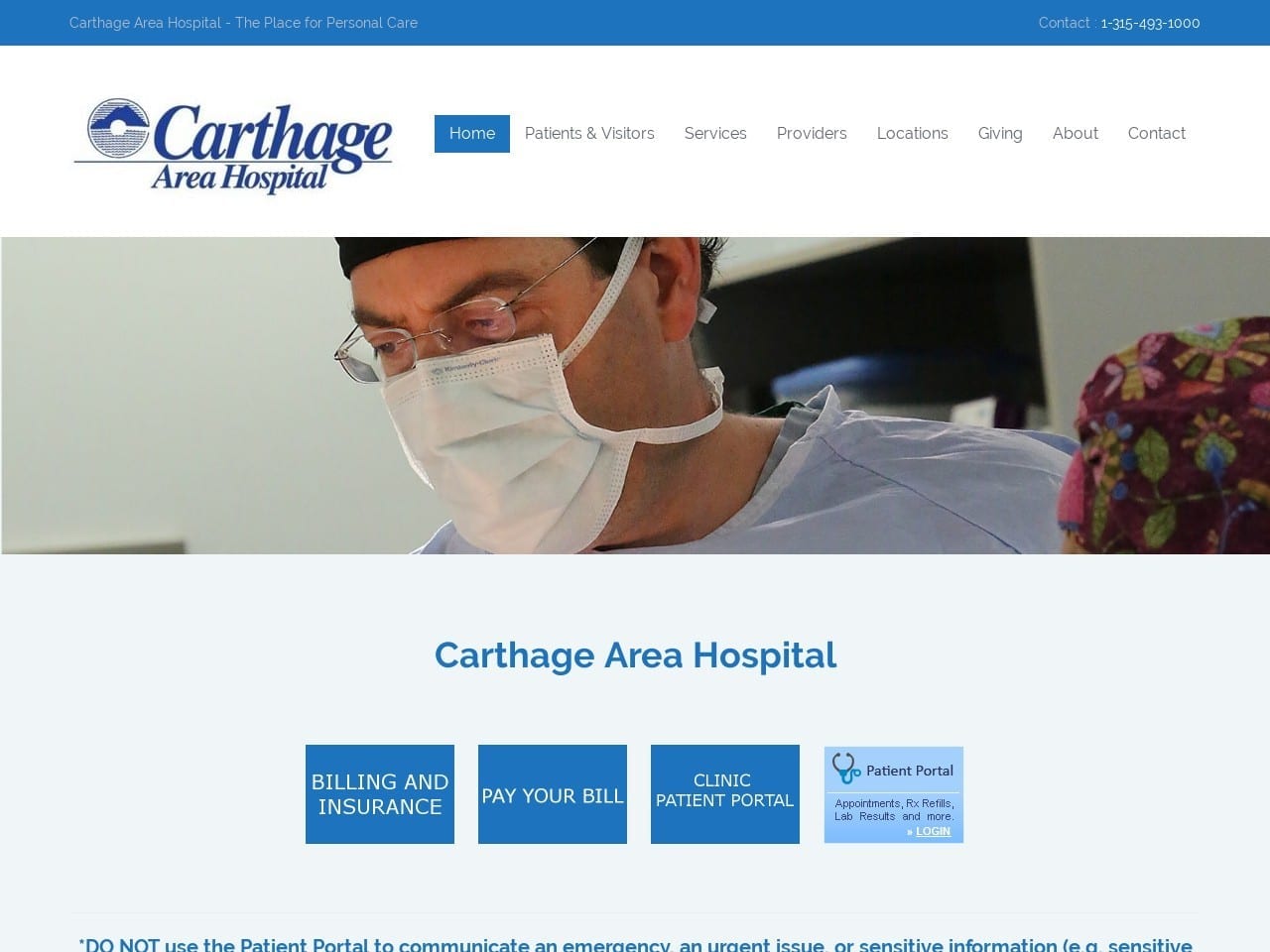 Carthage Area Hospital Website Screenshot from carthagehospital.com