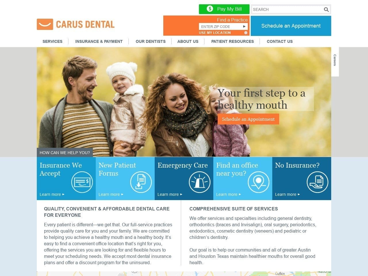 Orthodontic Specialty Group Website Screenshot from carusdental.com