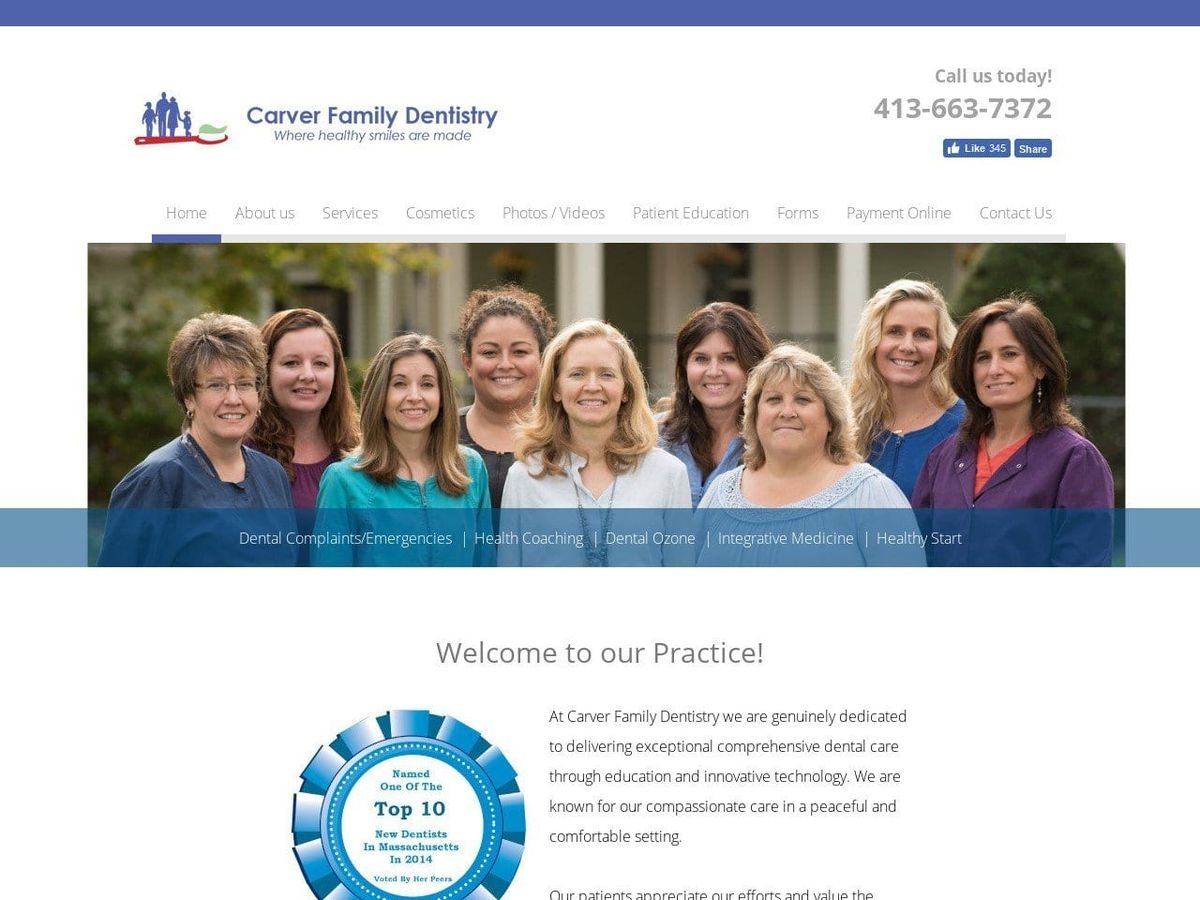 Carver Family Dentistry Website Screenshot from carverfamilydentistry.com