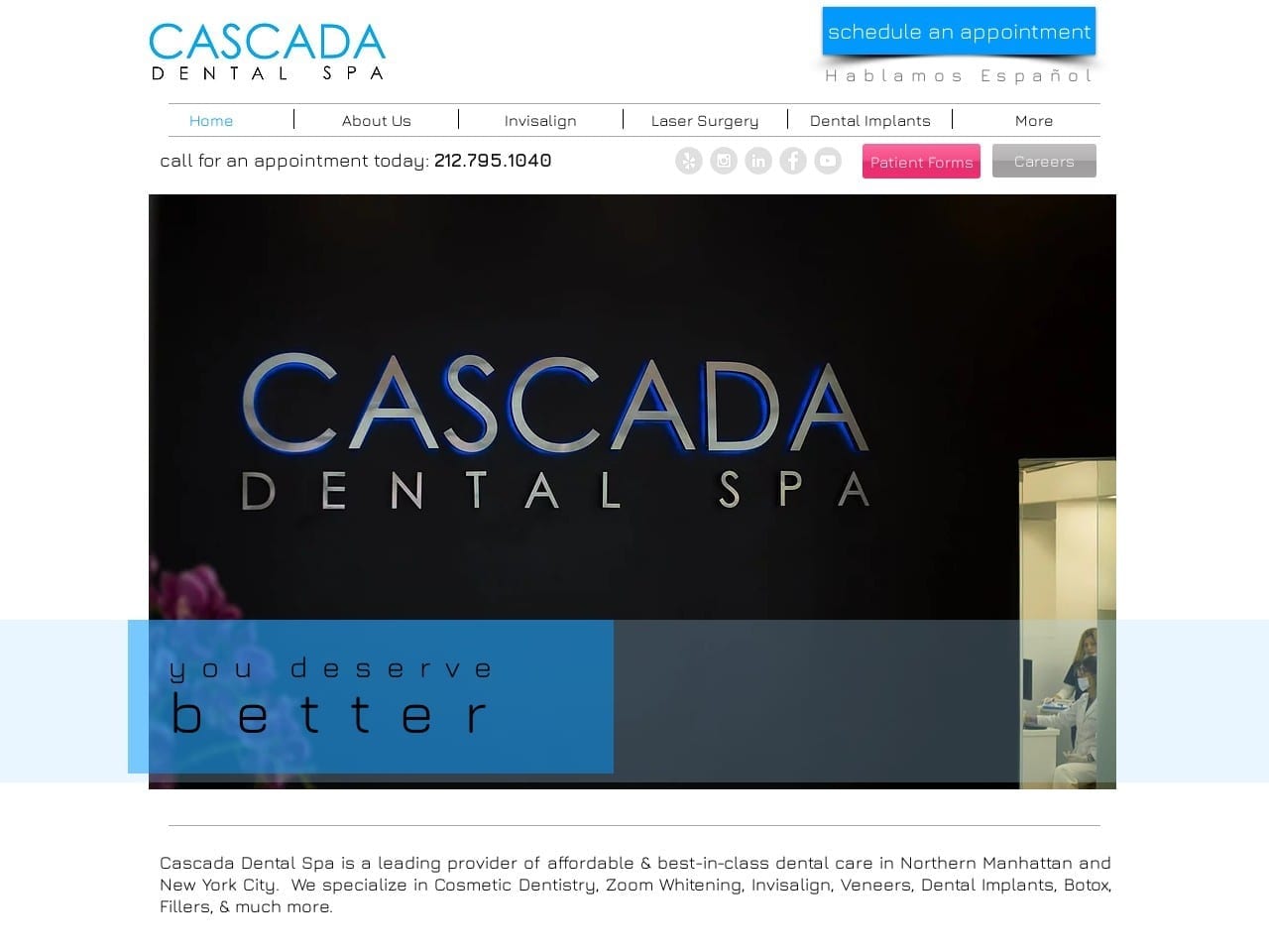 Cascada Dental Spa Website Screenshot from cascadadental.com