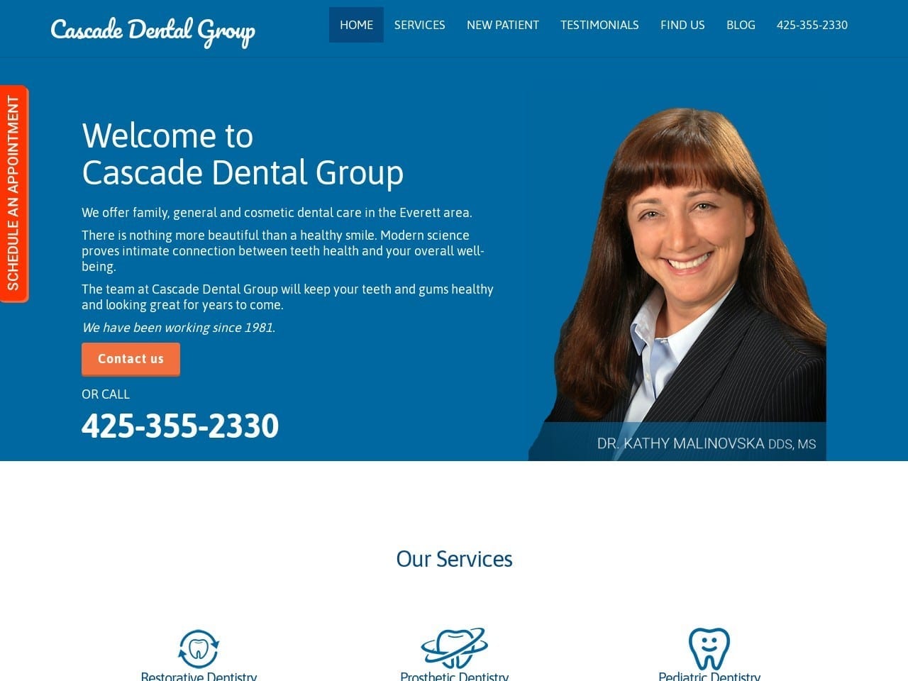 Cascade Dental Group Website Screenshot from cascadedentalwa.com