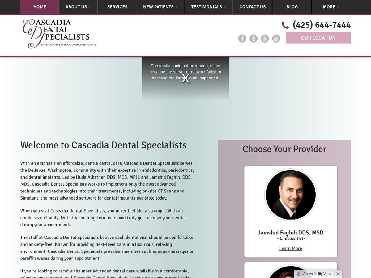 Albather Huda DDS Website Screenshot from cascadiadental.com