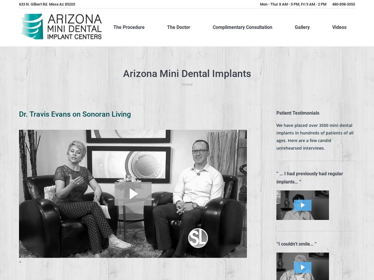 Arizona Mini Dental Implant Website Screenshot from caseldinedental.com